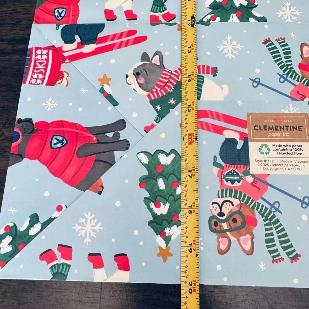 Christmas Holiday Ski Sled Winter Dogs Large Gift Bag
